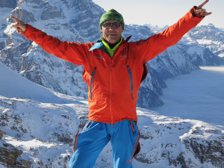 Me celebrating the first ski tour peak